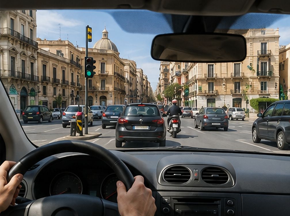 Navigatore impostato prima di entrare nel traffico cittadino