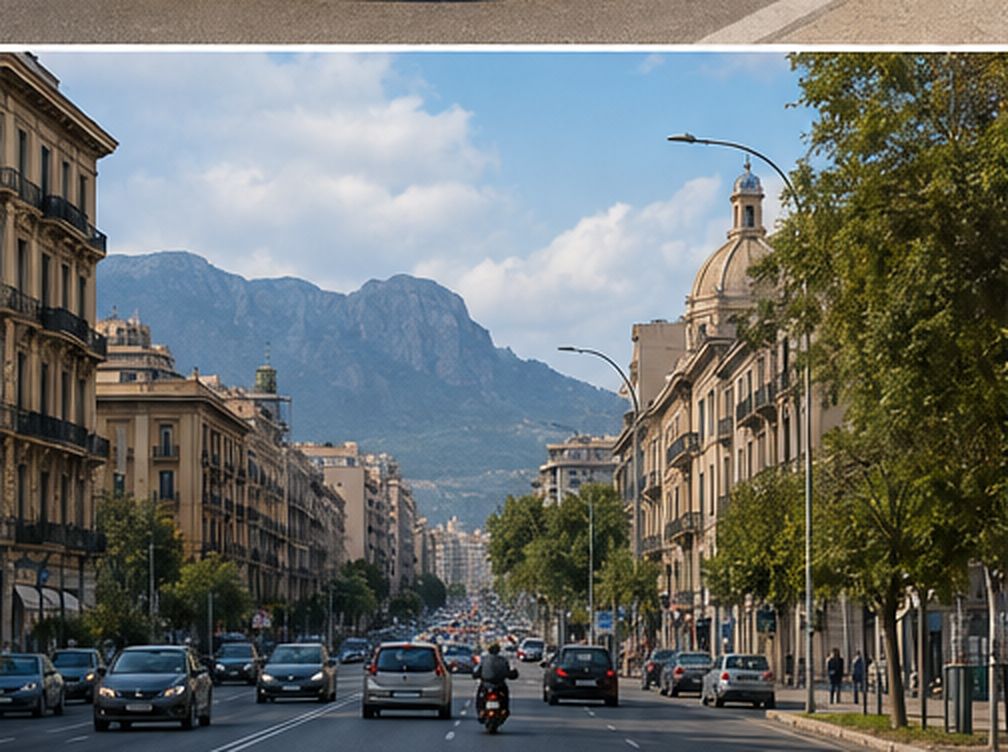 Traffico nell’ora di punta su una strada di Palermo