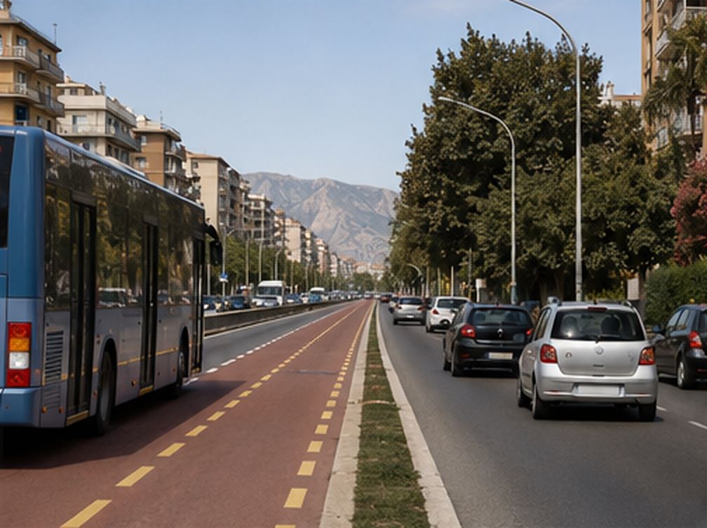 Segnaletica di una corsia riservata a Palermo