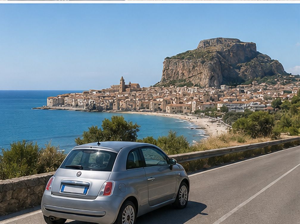 Auto sulla costa lungo il percorso verso Cefalù