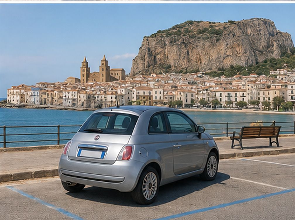 Vista del borgo di Cefalù dalla strada costiera