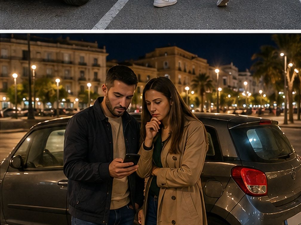 Due viaggiatori pianificano un rientro notturno accanto all’auto